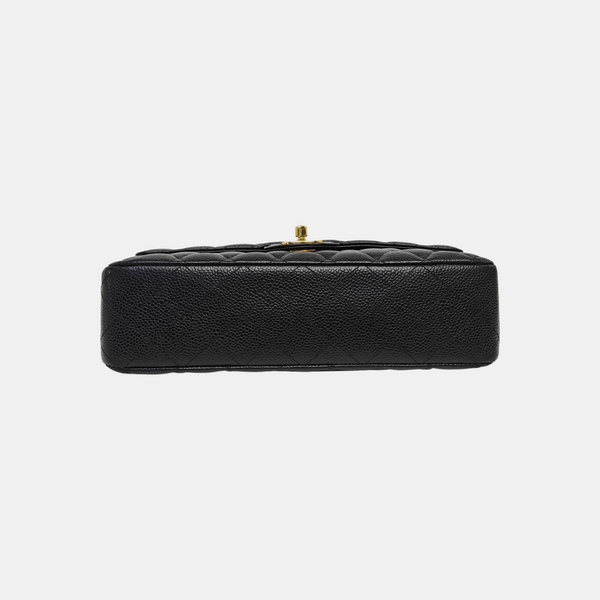 CLASSIC FLAP Medium Quilted Grained Calfskin Black