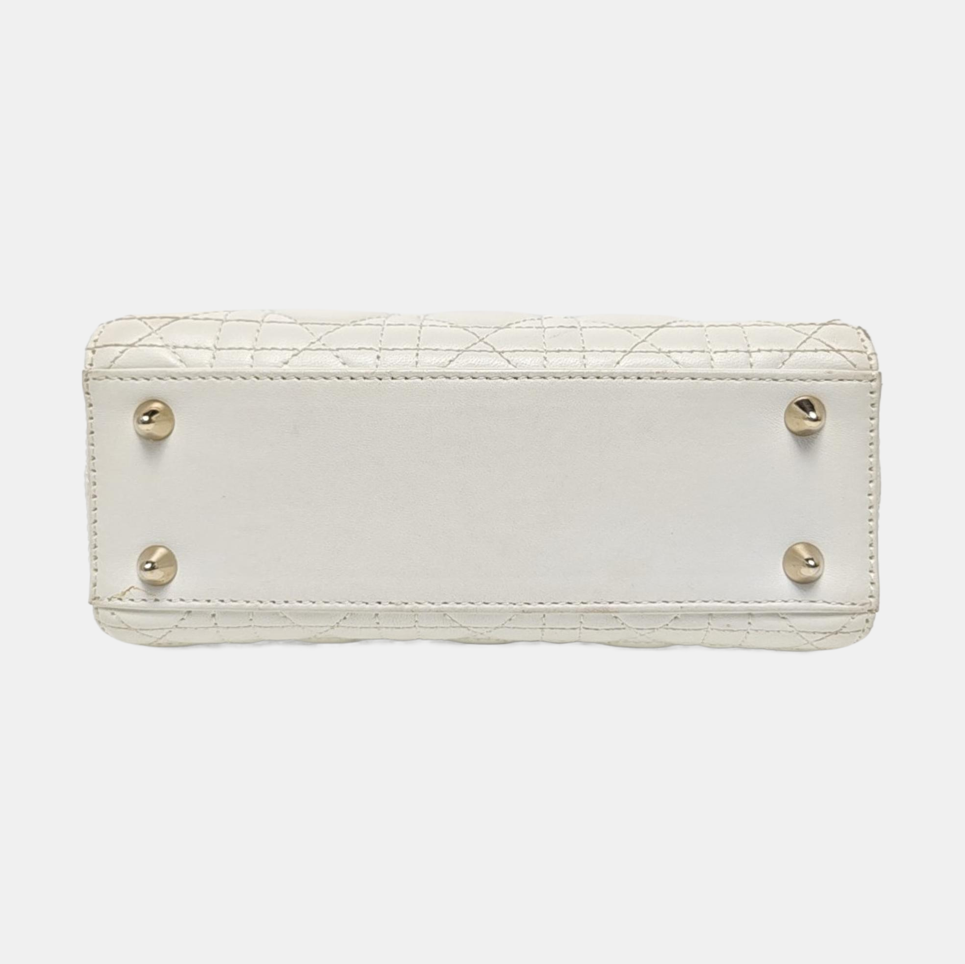 Lady Dior Cannage Lambskin White