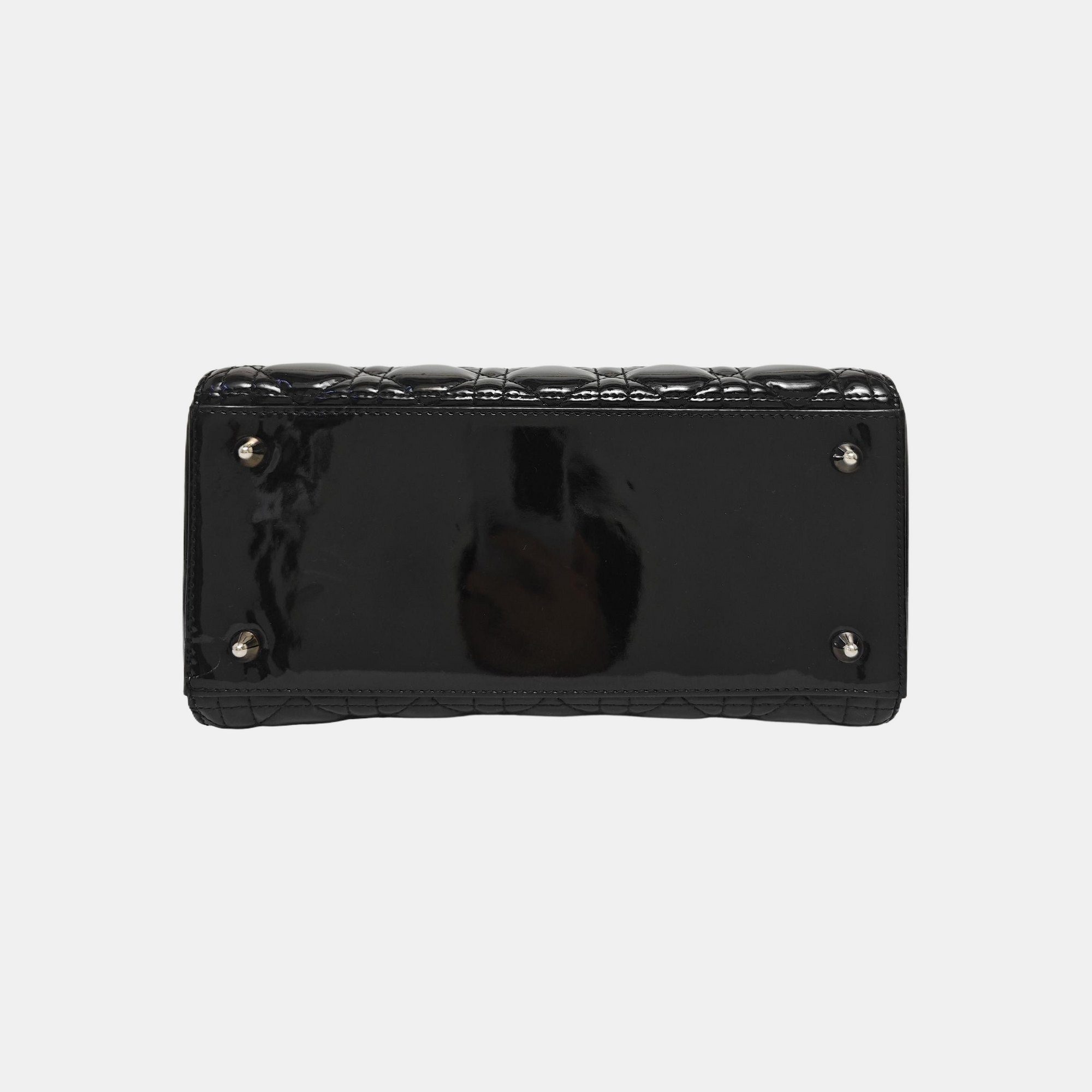 Lady Dior Medium Cannage Patent Leather Black