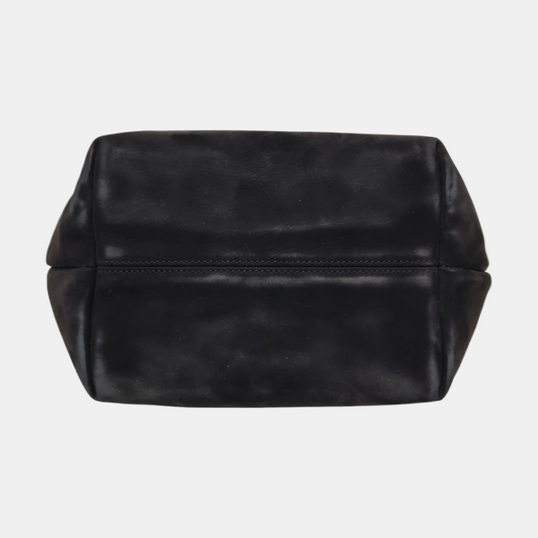 Suede Top Handle Bag Black