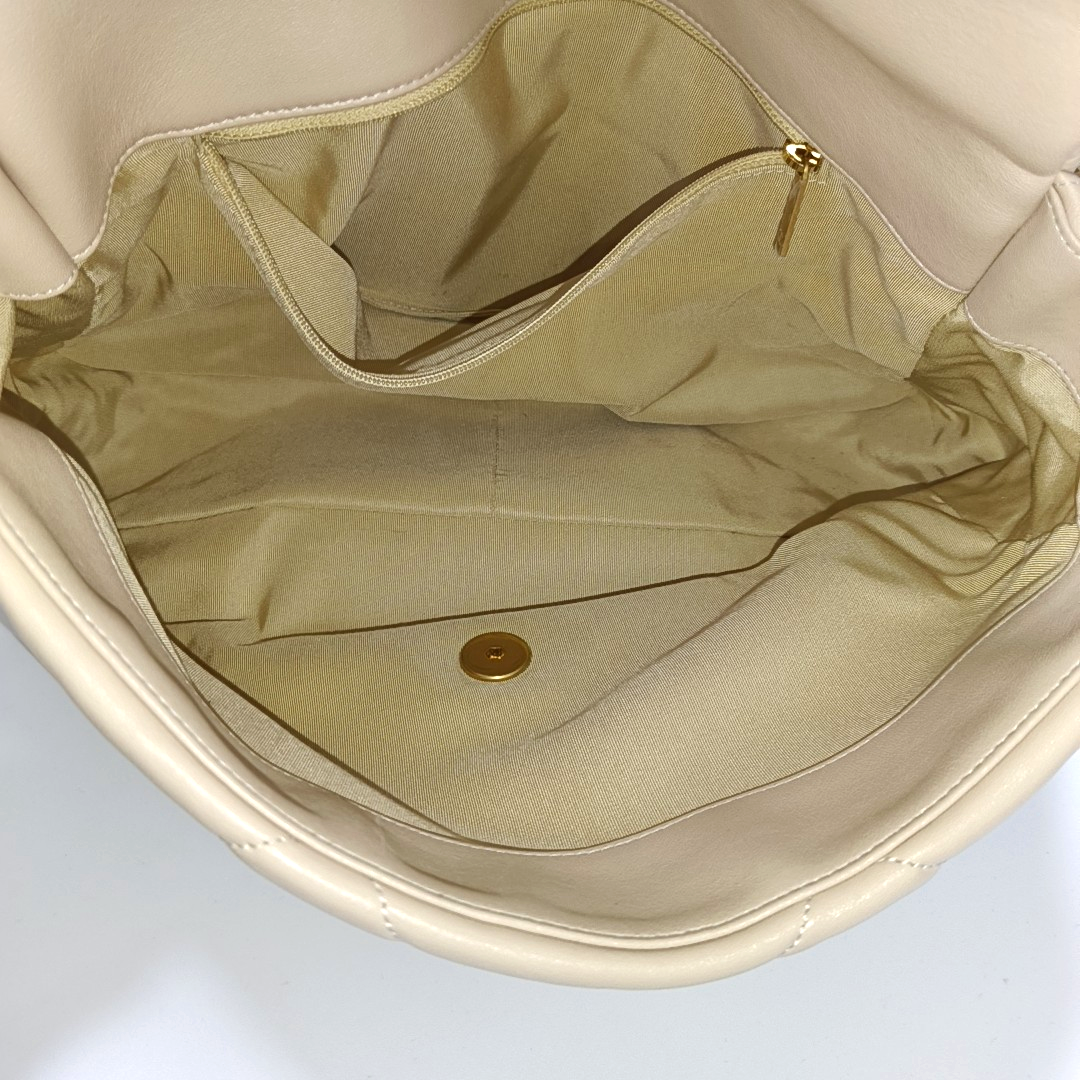 CHANEL 19 Maxi Quilted Lambskin Beige