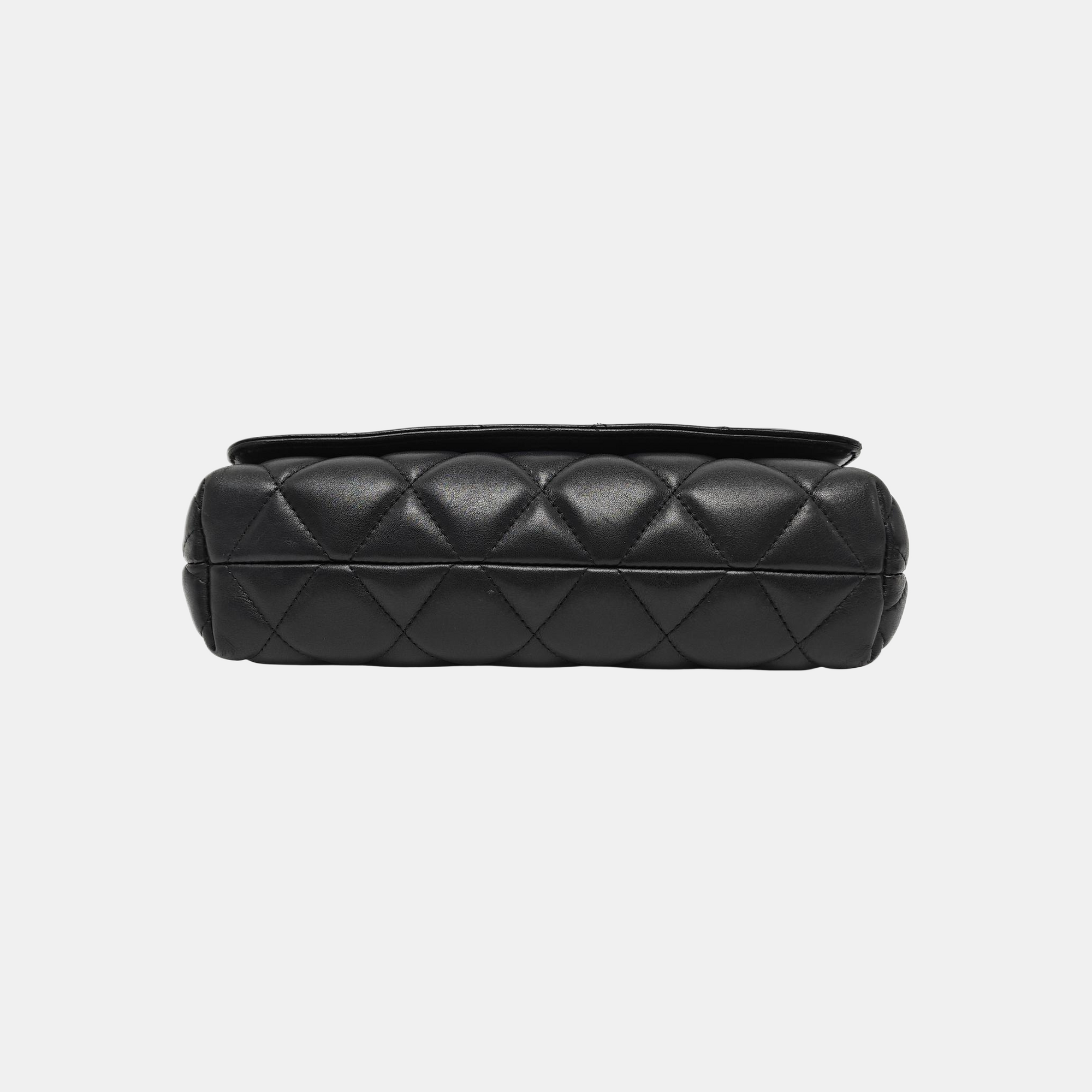 B. Medium Quilted Calfskin Black