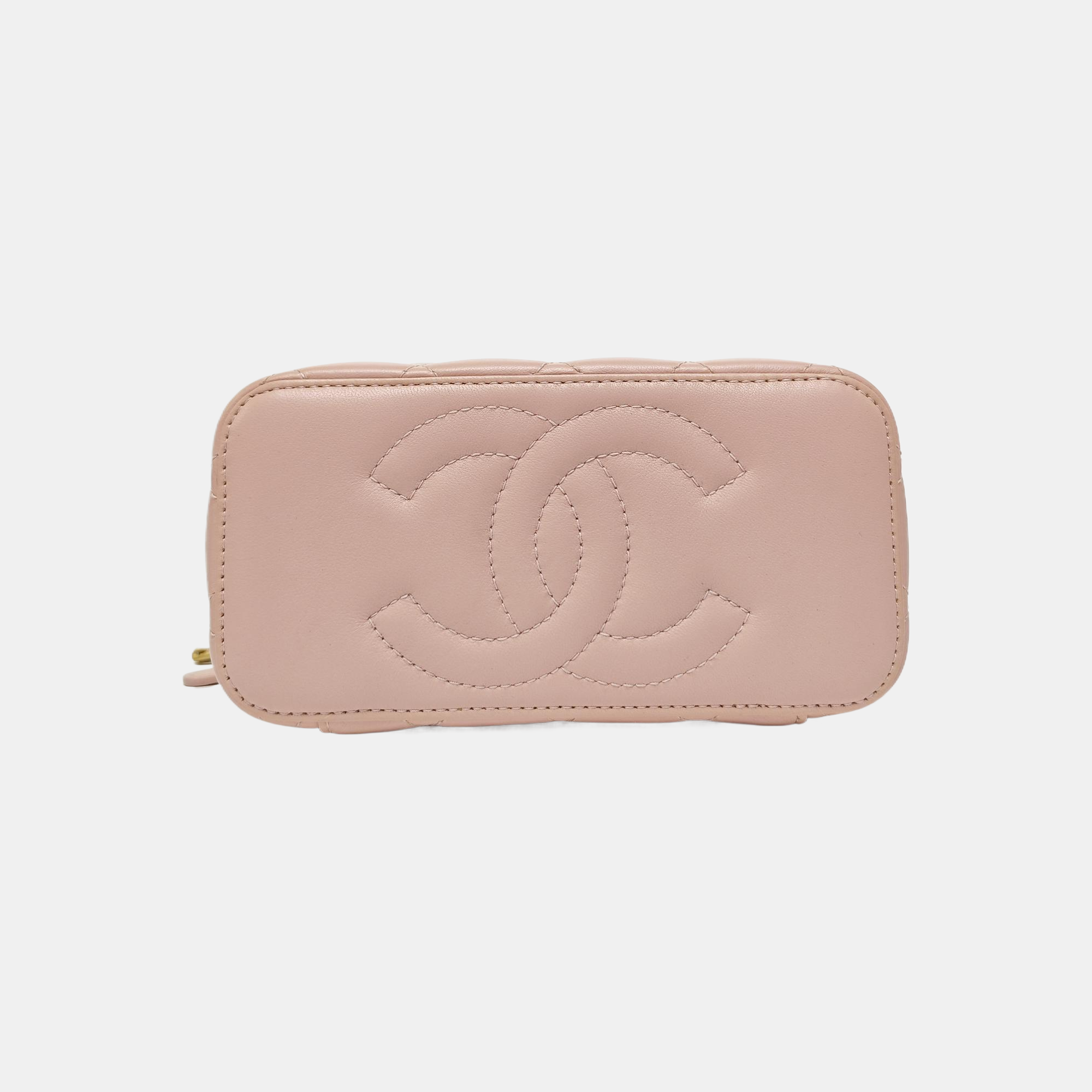 VANITY CASE Small Quilted Lambskin Pink