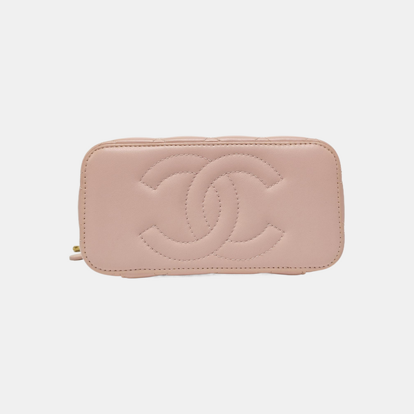 VANITY CASE Small Quilted Lambskin Pink