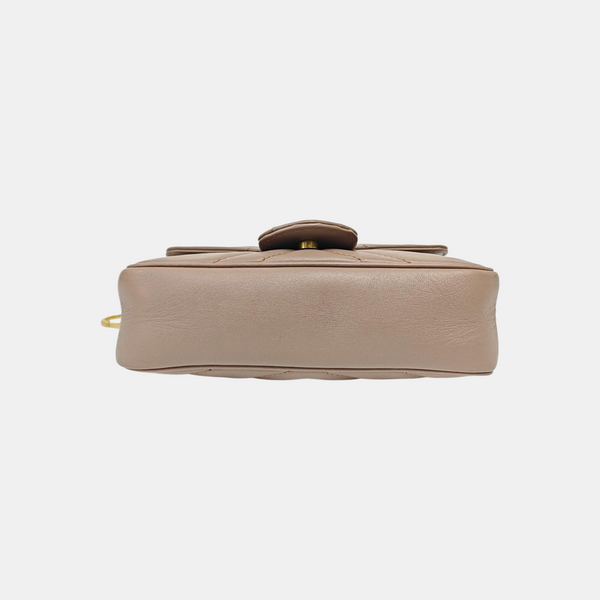GG Marmont Mini Quilted Calfskin Beige