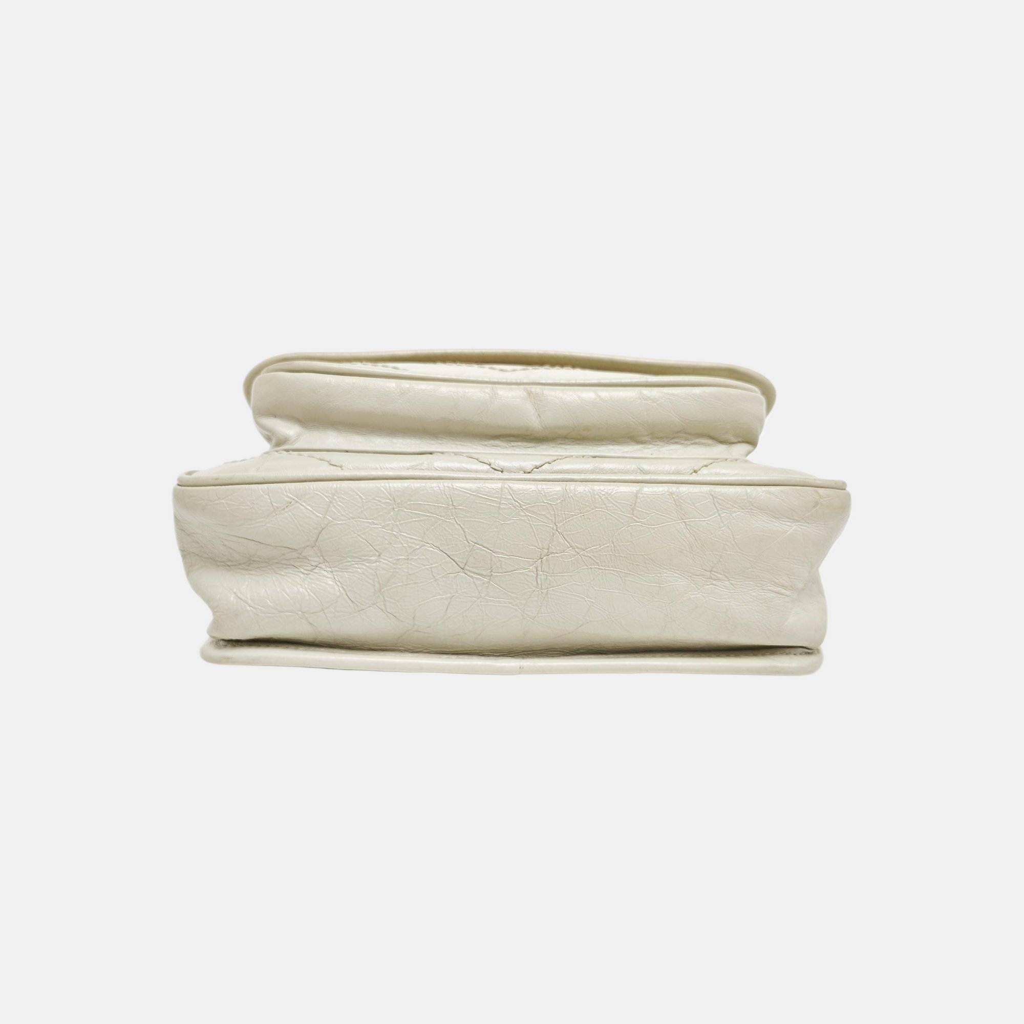NIKI Small Chevron Calfskin White