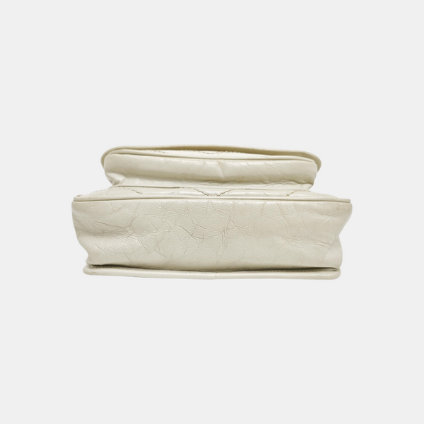 NIKI Small Chevron Calfskin White