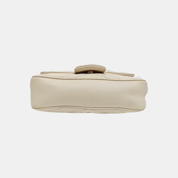 GG Marmont Mini Quilted Calfskin White
