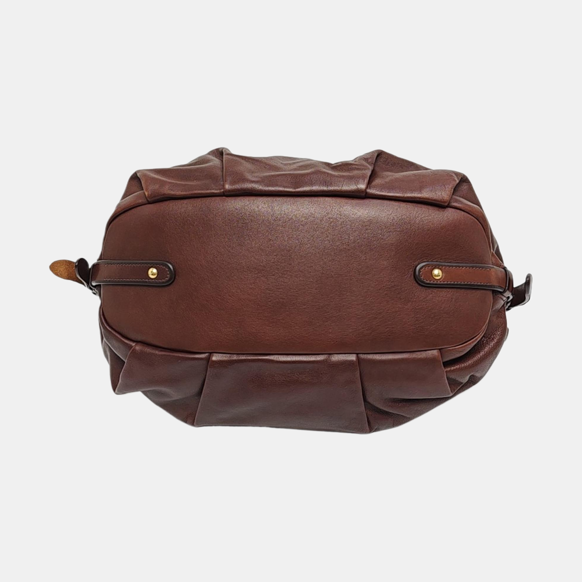Calfskin Shoulder Bag Brown