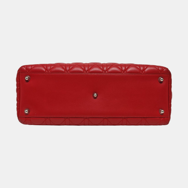 Authenticated pre-owned  Lady Dior Large Lambskin Red - Tote Bag at Looply