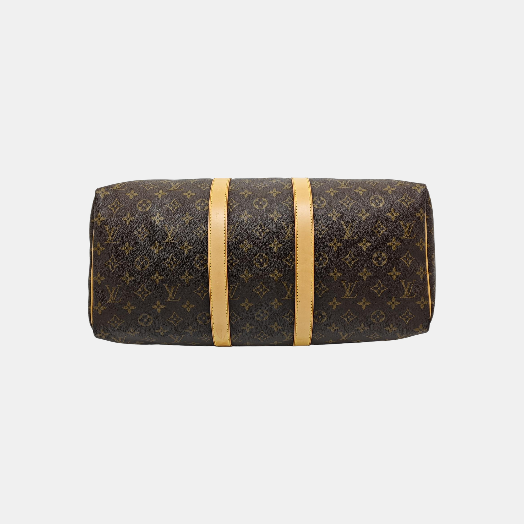KEEPALL 45 Monogram Coated Canvas Brown