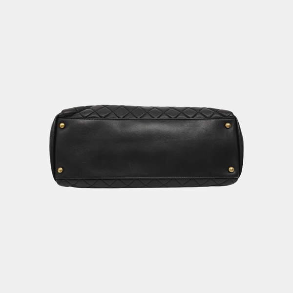 JUST MADEMOISELLE Large Quilted Lambskin Black