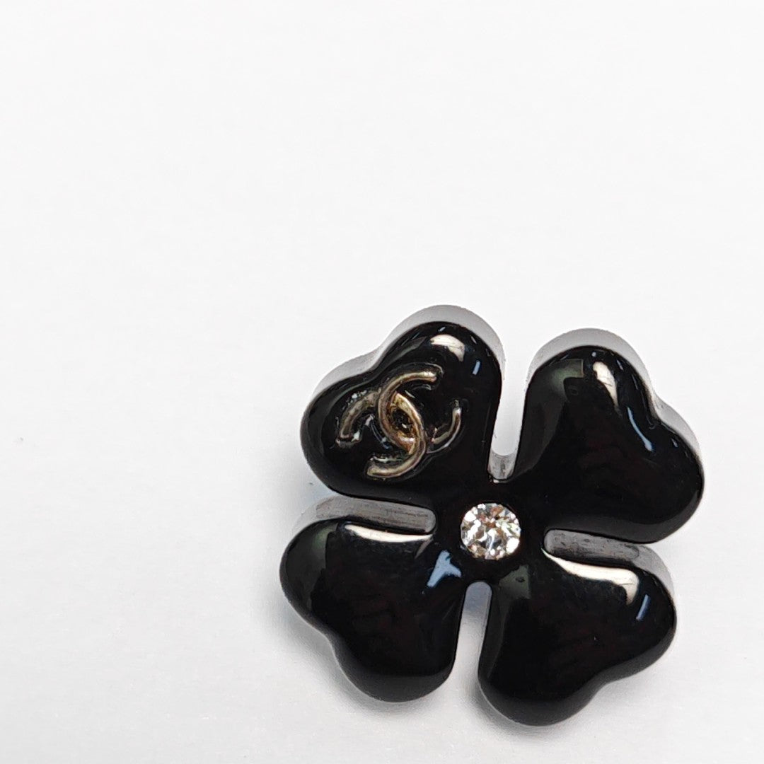 Synthetic Material Black Stud Earrings