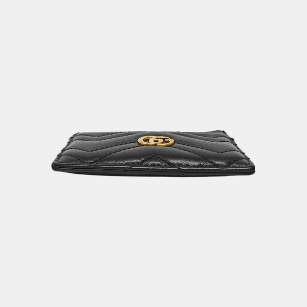 GG Marmont Mini Quilted Calfskin Black Card Holder