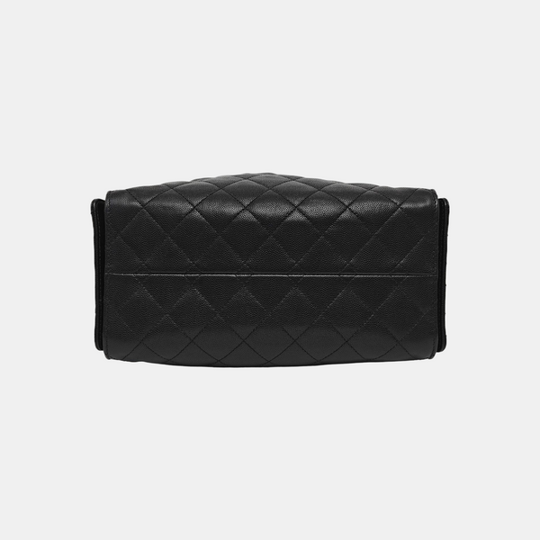 CHANEL 25 Small Quilted Grained Calfskin Black