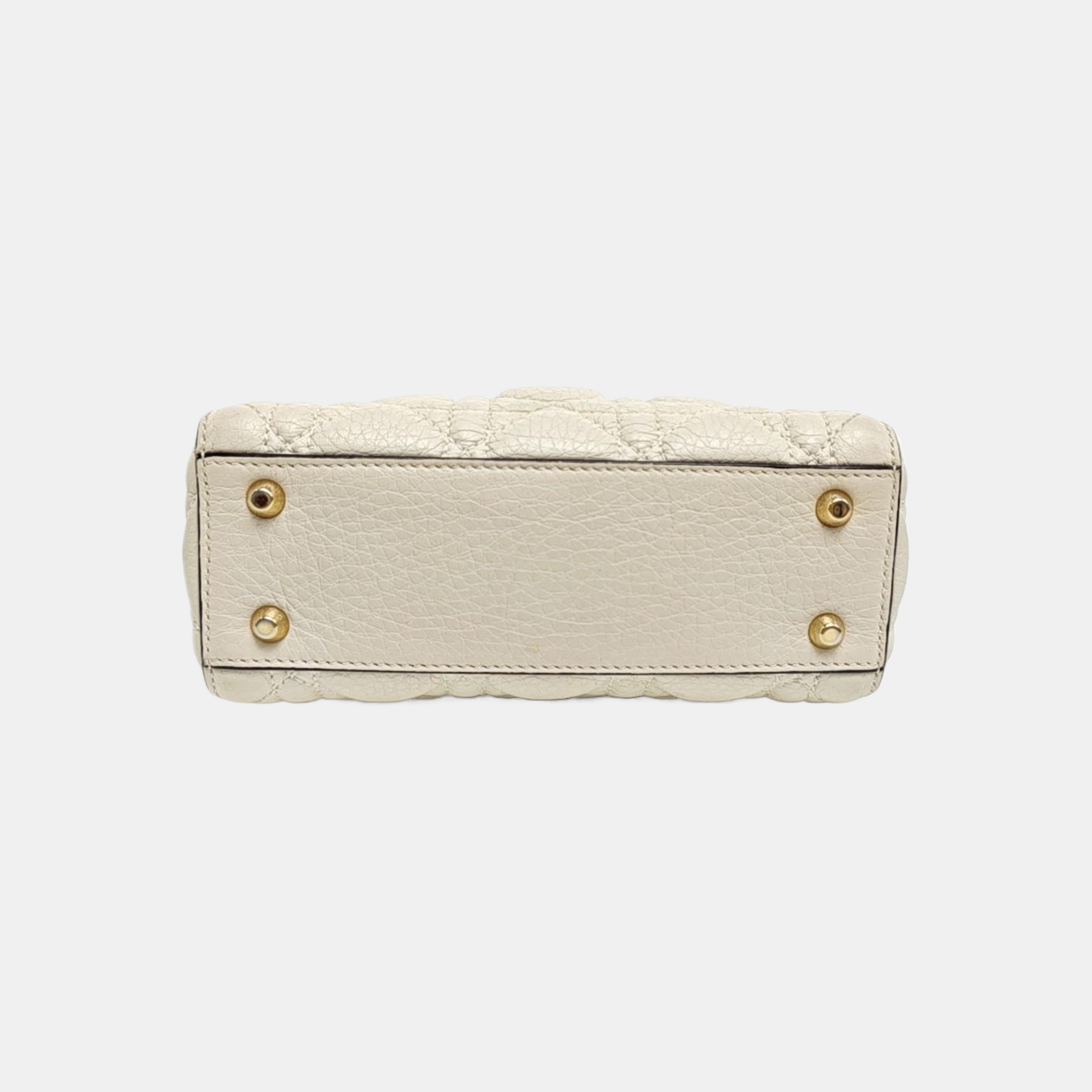 Lady Dior Mini Cannage Calfskin White