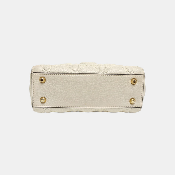 Lady Dior Mini Cannage Calfskin White
