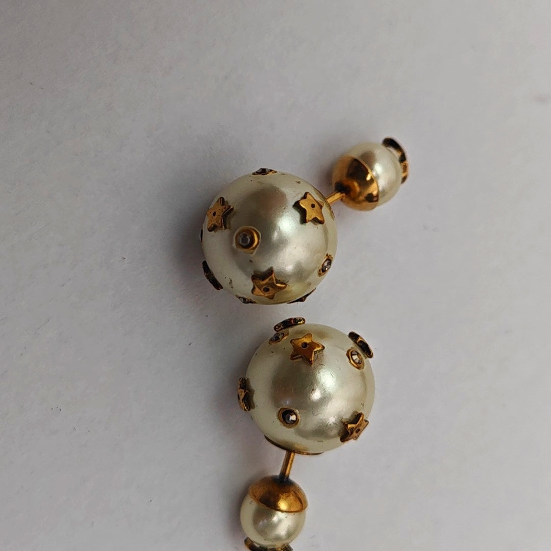 Dior Tribales Metal White Stud Earrings