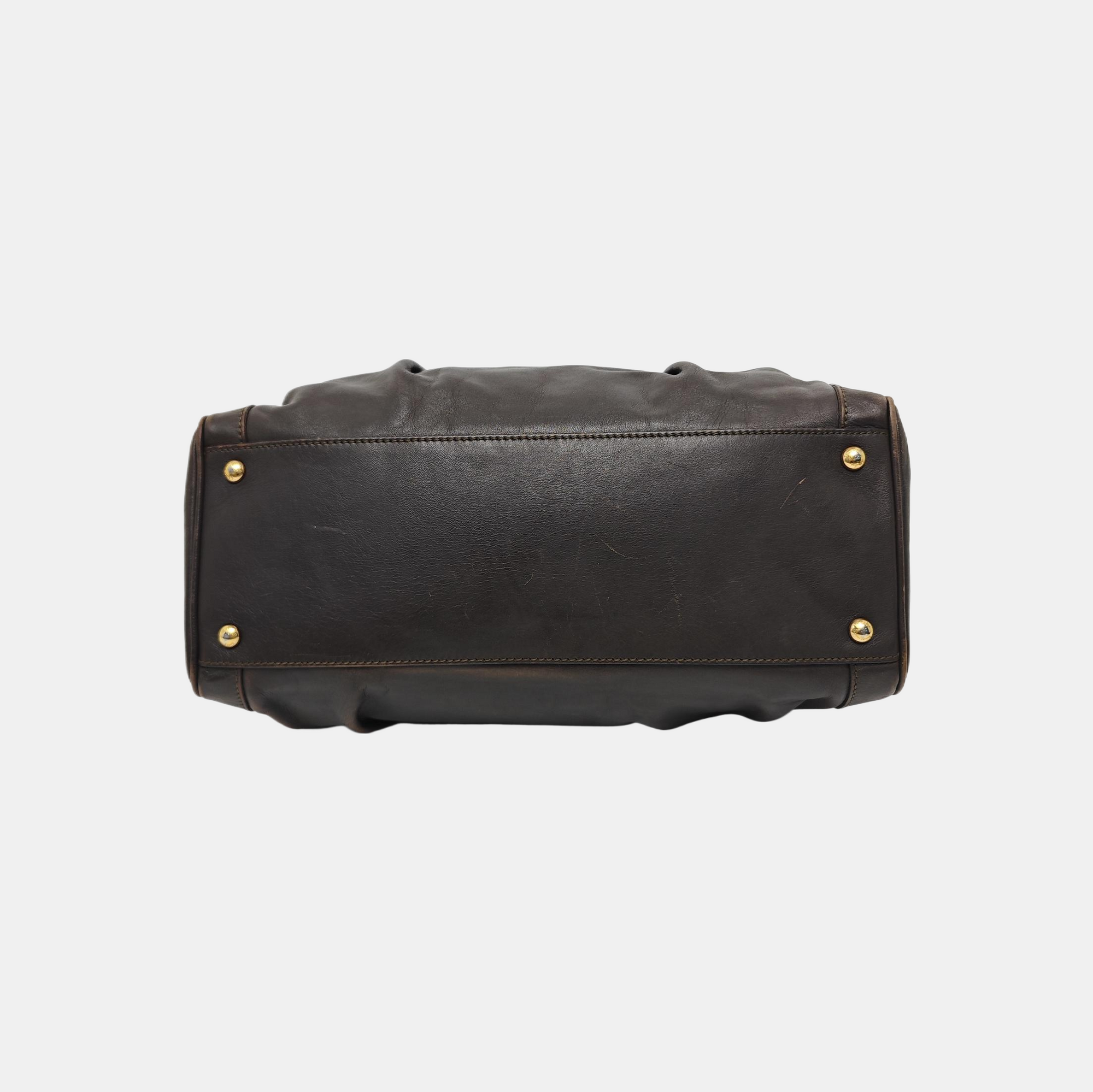 Calfskin Top Handle Bag Brown