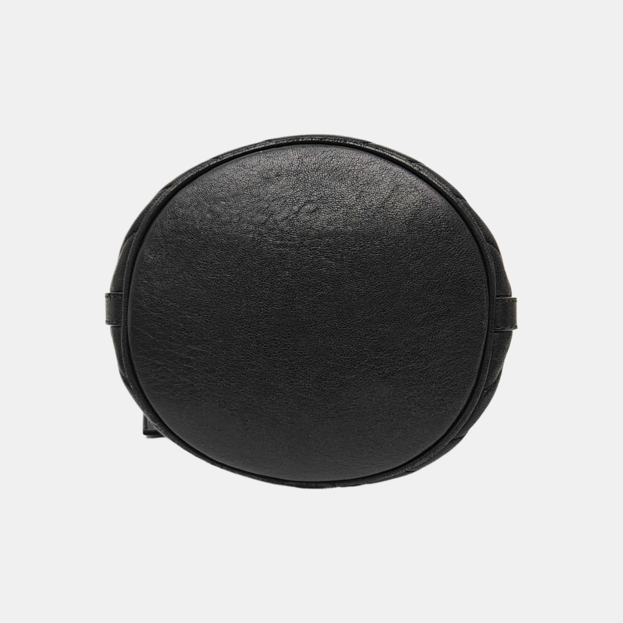 Chevron Calfskin Bucket Bag Black