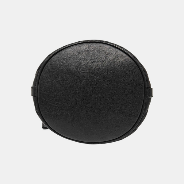 Chevron Calfskin Bucket Bag Black