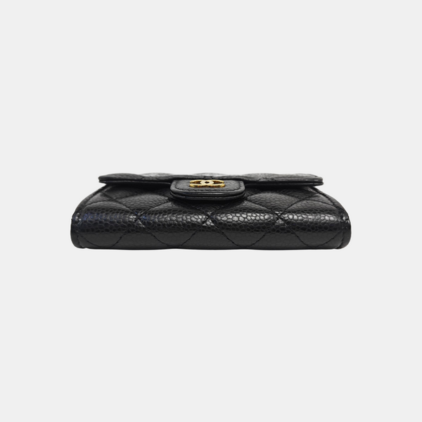 CLASSIC FLAP Quilted Grained Calfskin Black Wallet