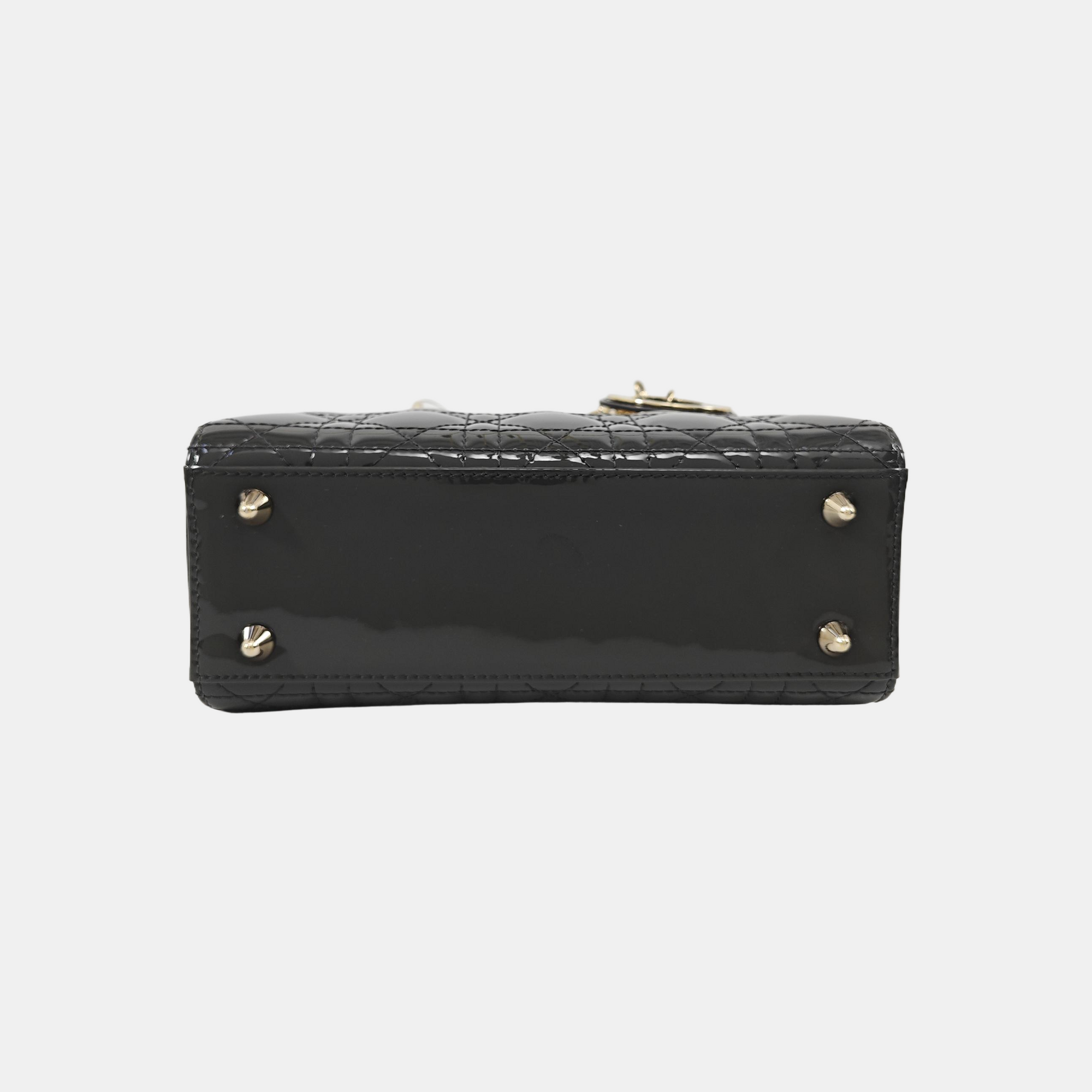 Lady Dior Small Cannage Patent Leather Gray