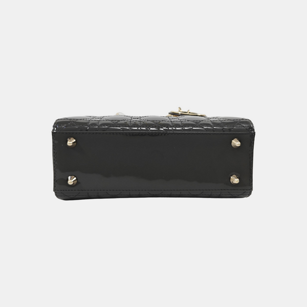 Lady Dior Small Cannage Patent Leather Gray