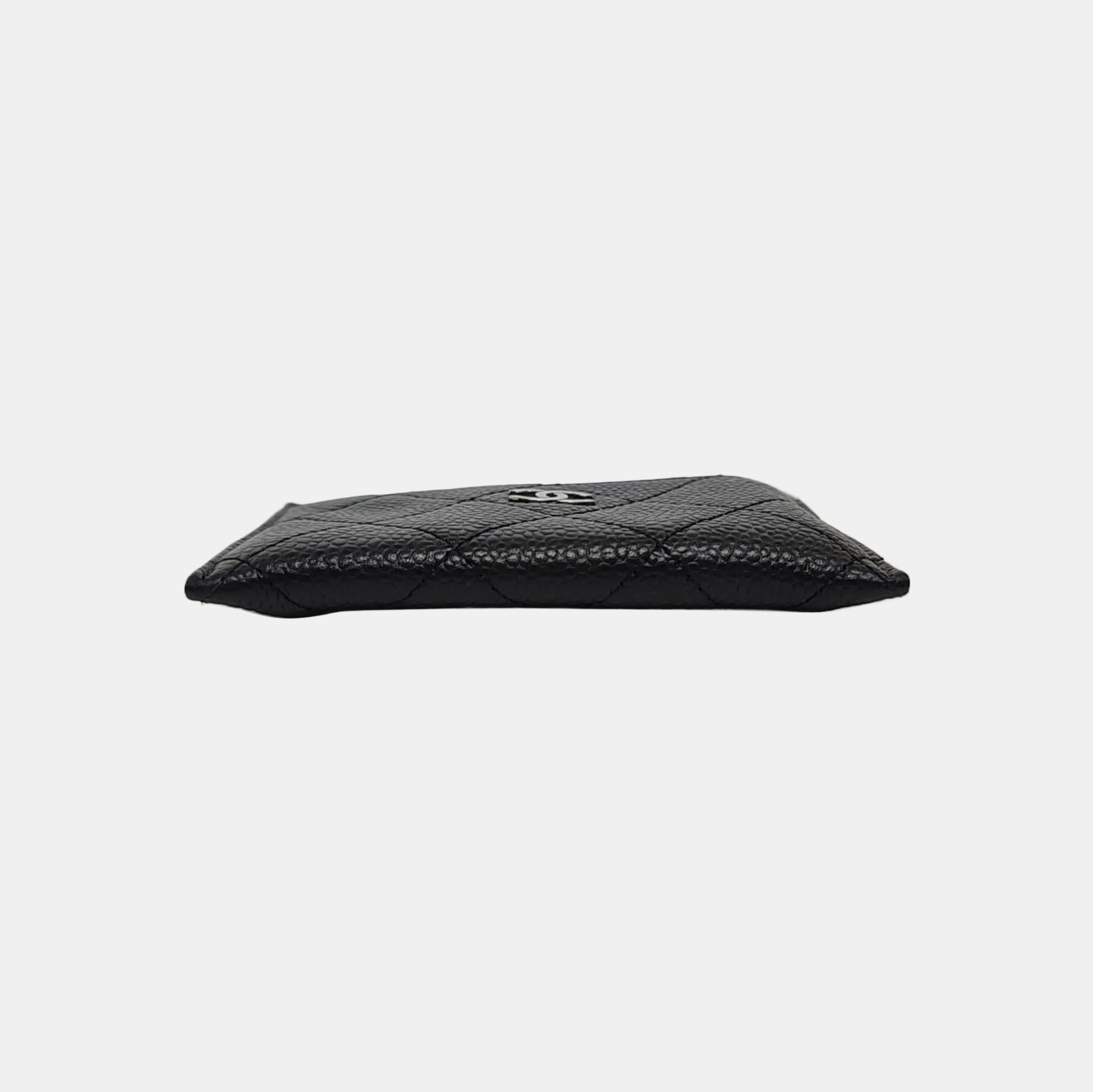Authenticated pre-owned  CLASSIC FLAP Quilted Grained Calfskin Black Card Holder - Card Holder at Looply