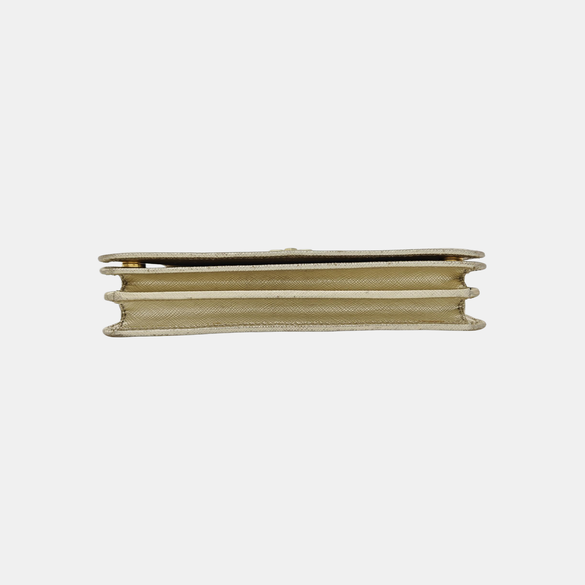 Saffiano Calfskin Shoulder Bag Gold