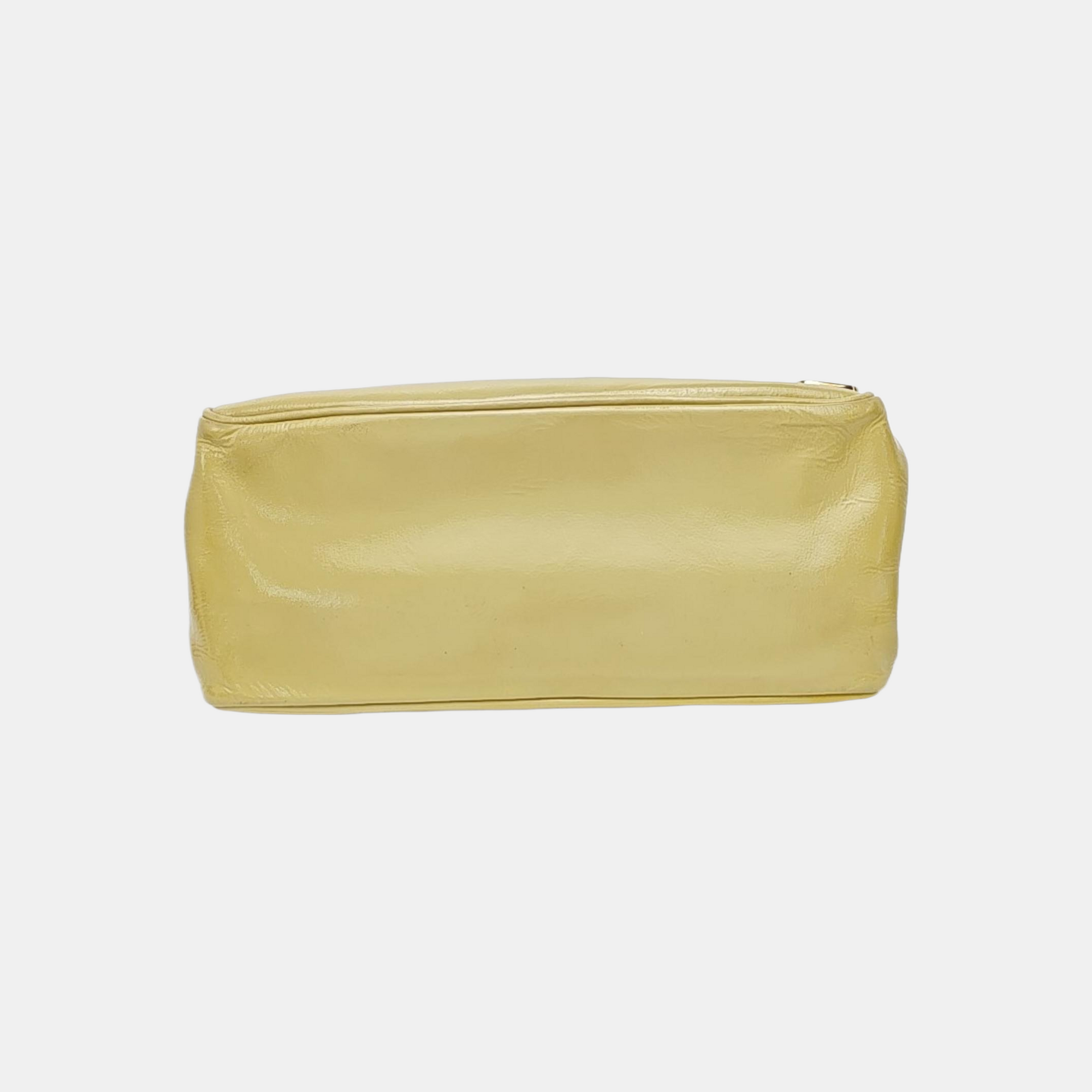 Patent Leather Top Handle Bag Yellow