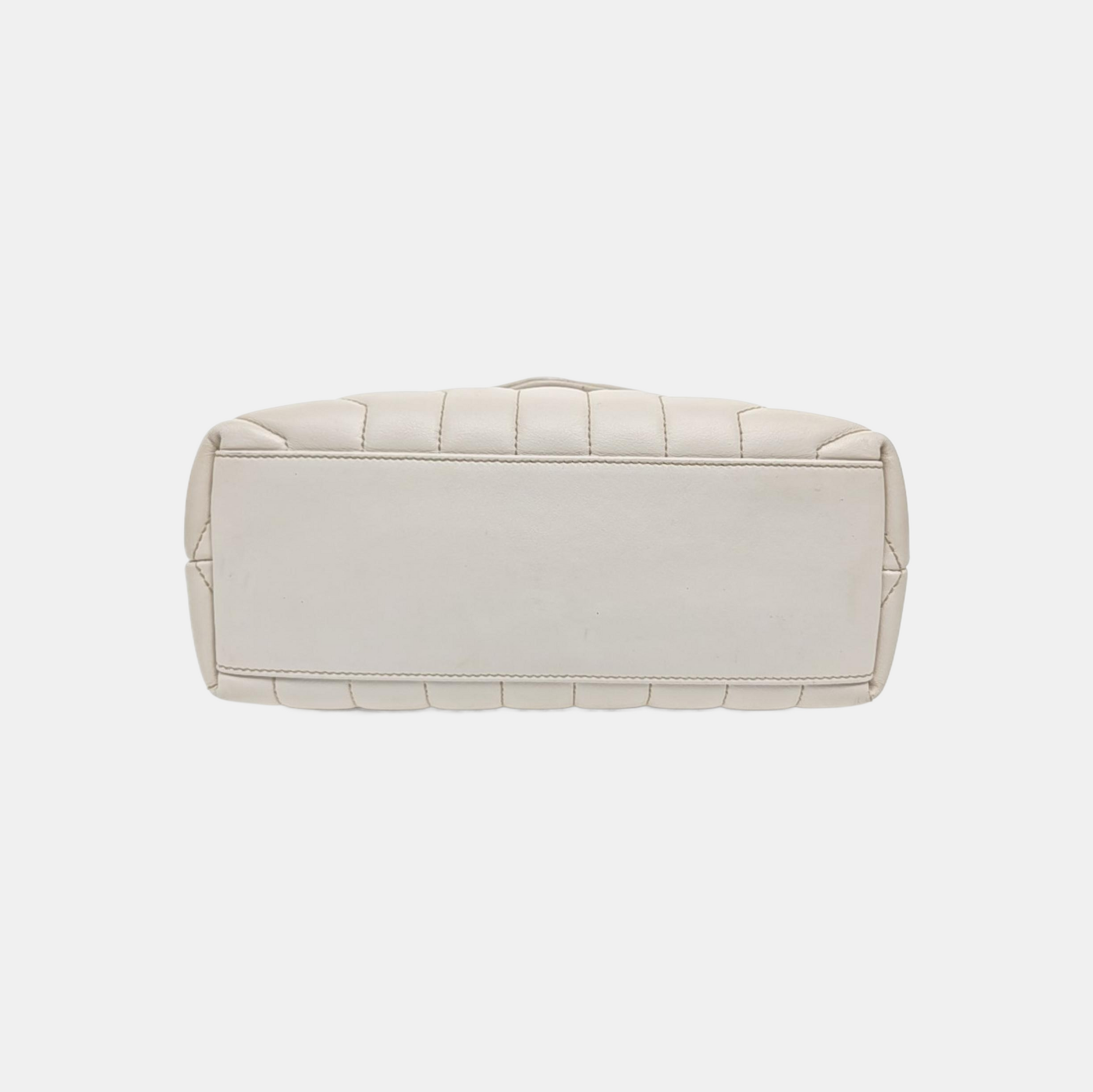 LOULOU Small Chevron Calfskin White