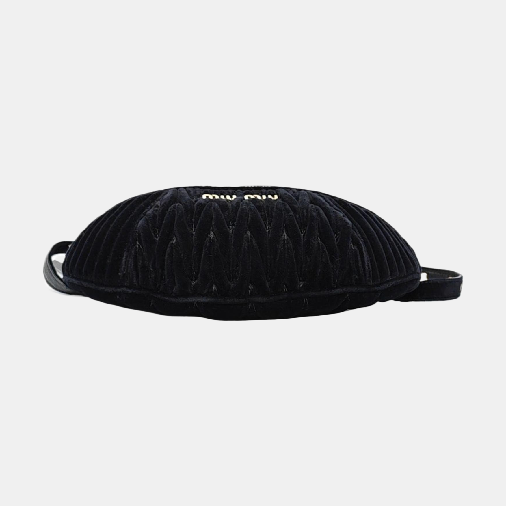 Two-Tone Waist Bag Quilted Velvet Black