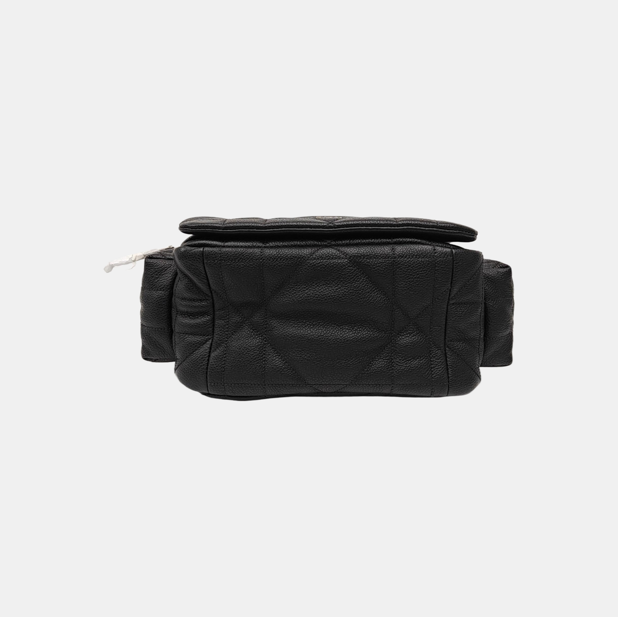 Cannage Calfskin Shoulder Bag Black
