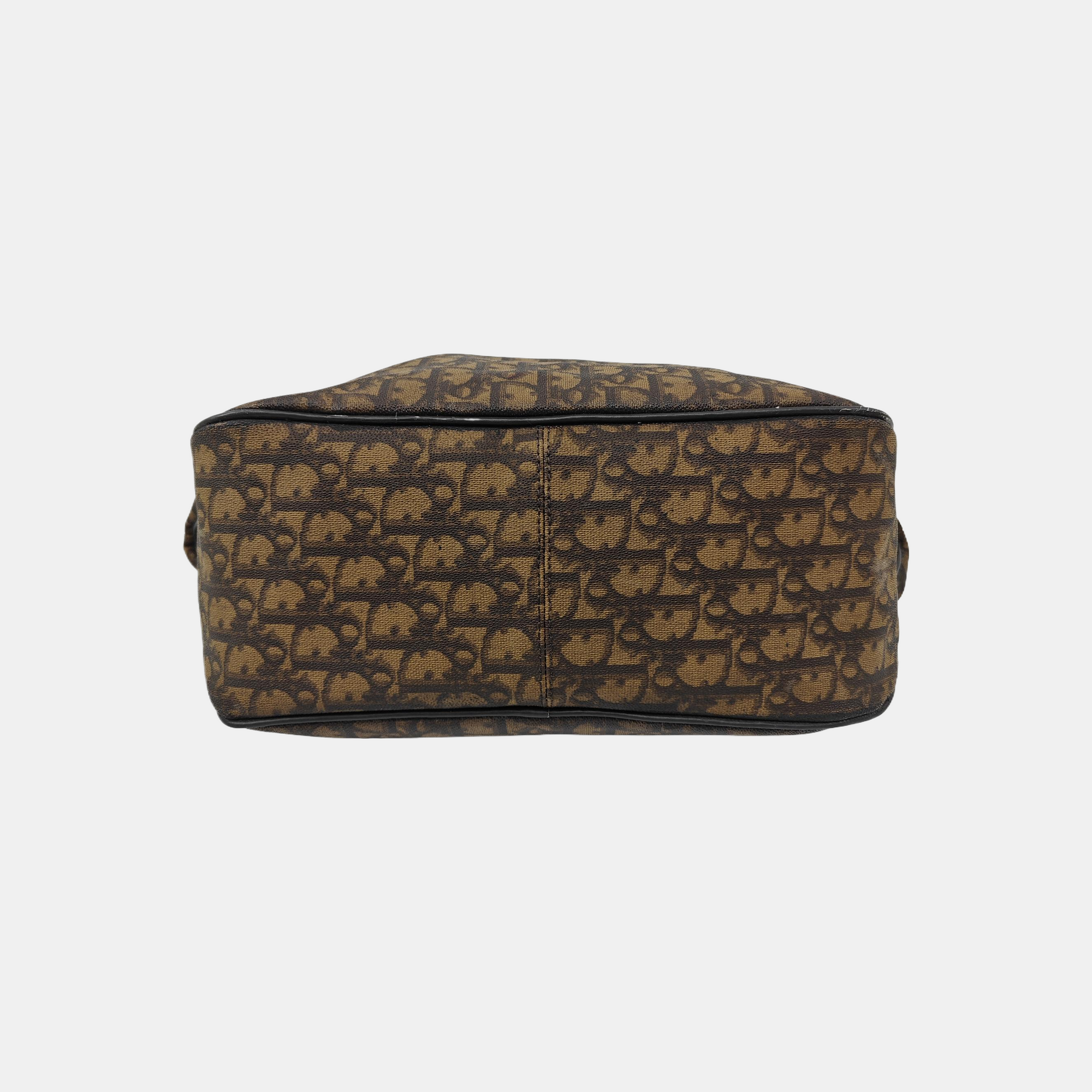 Oblique Coated Canvas Tote Bag Brown