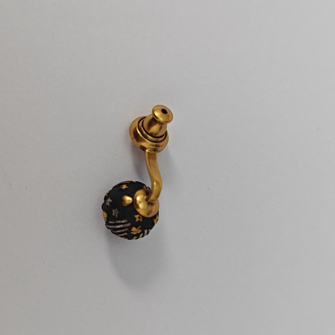 La Petite Tribale Metal Black Stud Earrings