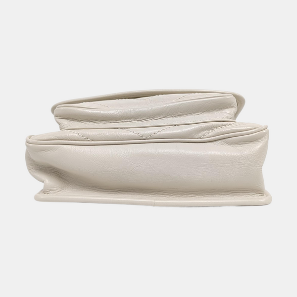 NIKI Small Chevron Calfskin White