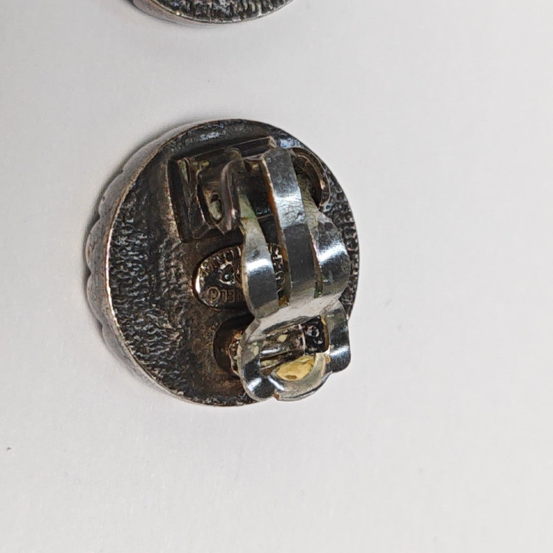 Synthetic Material Black Stud Earrings