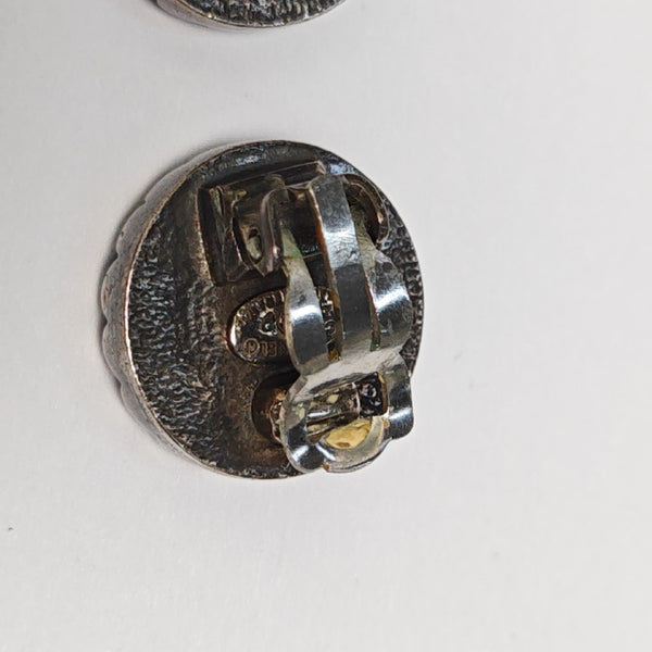 Synthetic Material Black Stud Earrings