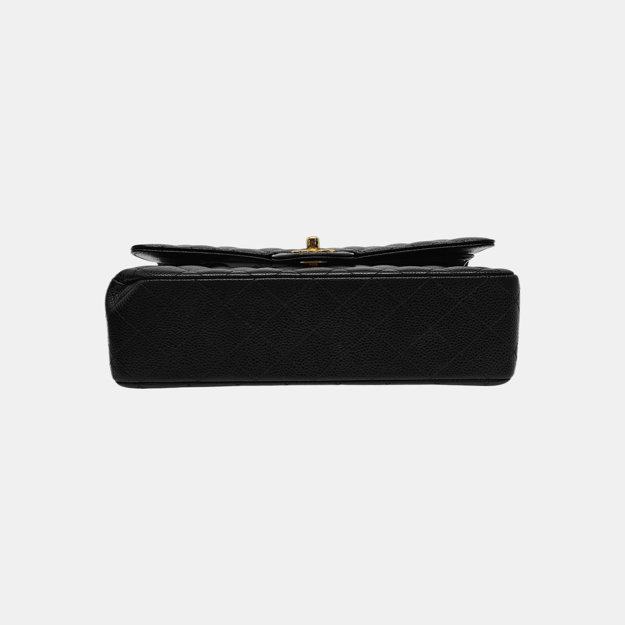 CLASSIC FLAP Medium Quilted Grained Calfskin Black