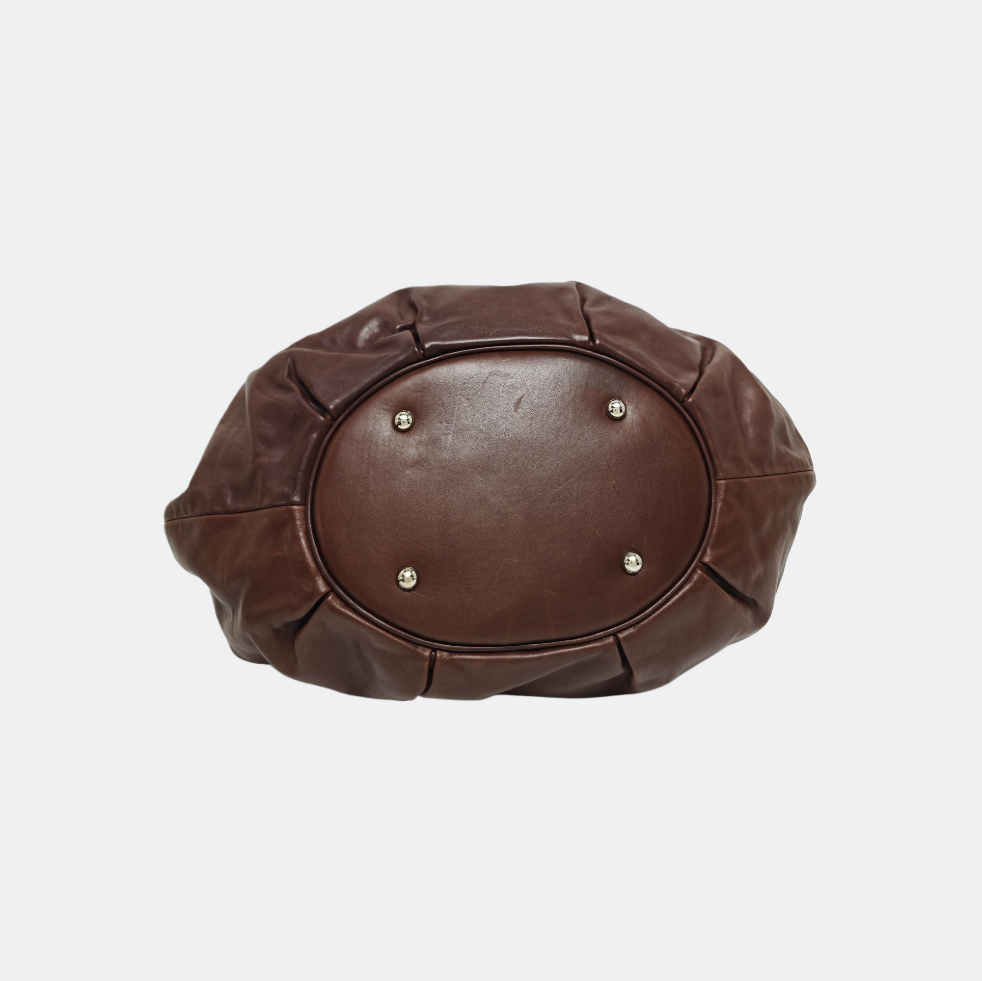 Calfskin Top Handle Bag Brown