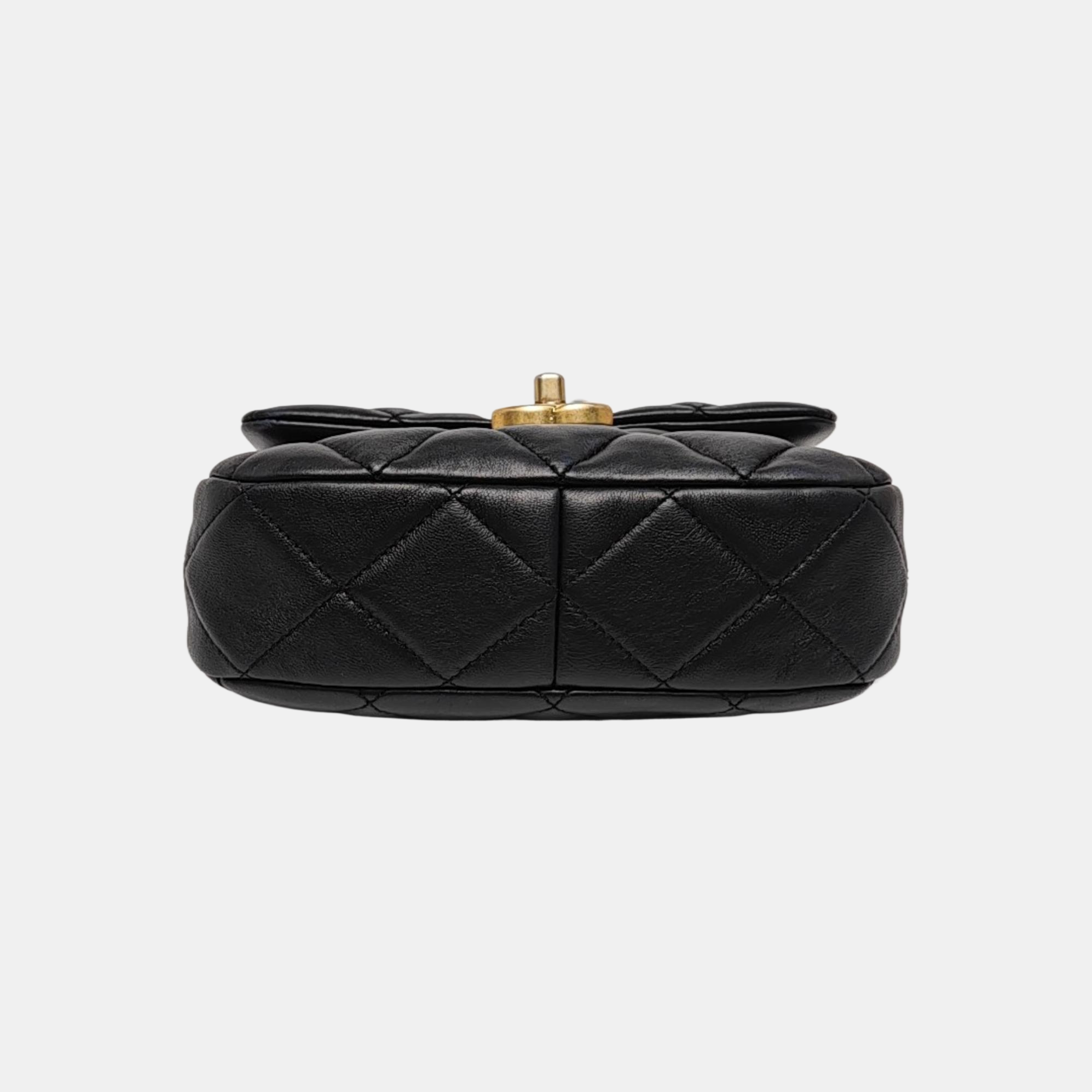 Quilted Lambskin Shoulder Bag Black