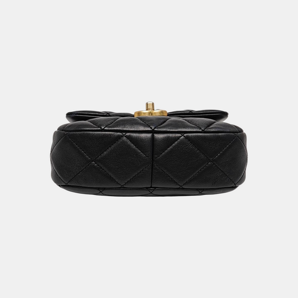 Quilted Lambskin Shoulder Bag Black