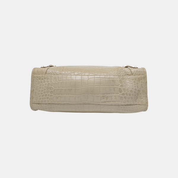 Classic Metallic Edge City Medium Calfskin Beige