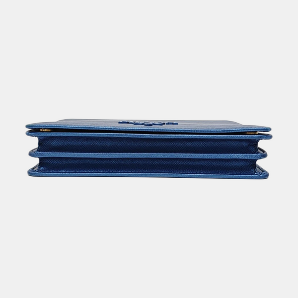 Saffiano Calfskin Shoulder Bag Blue