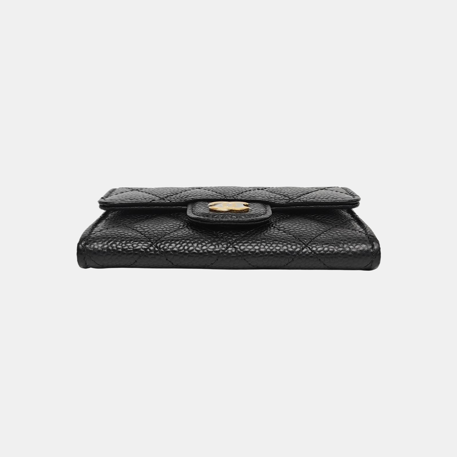 CLASSIC FLAP Quilted Grained Calfskin Black Card Holder
