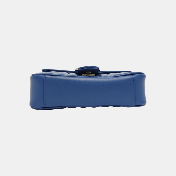 GG Marmont Small Quilted Calfskin Blue