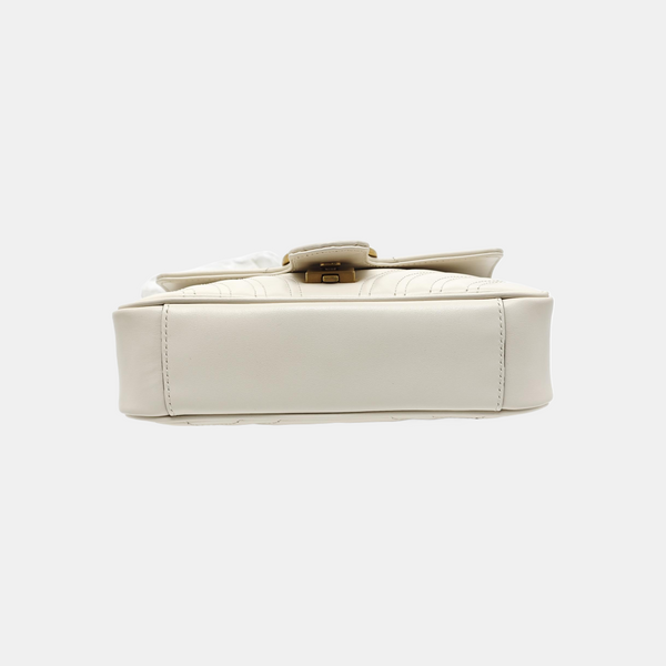 GG Marmont Small Quilted Calfskin White