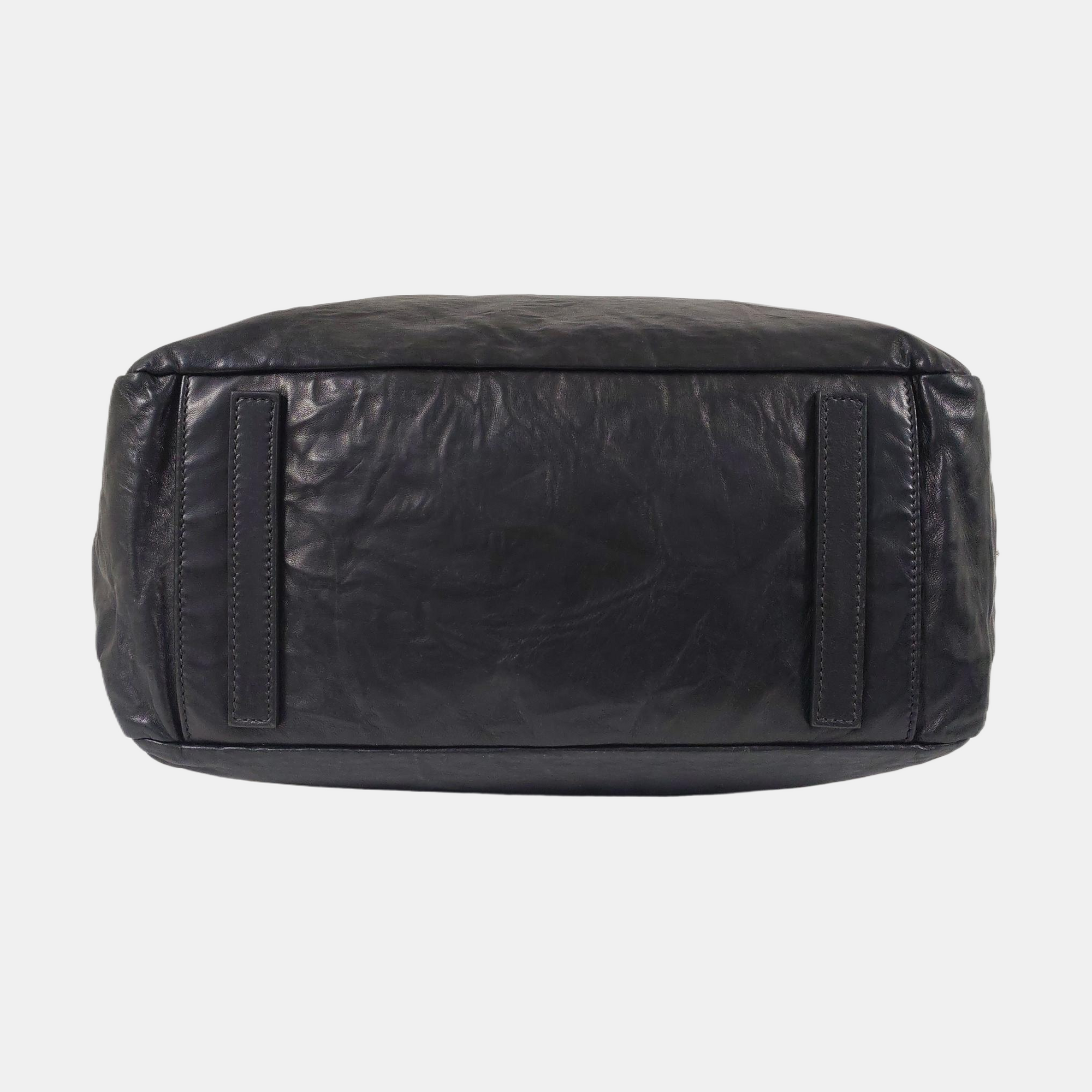 Lambskin Top Handle Bag Black