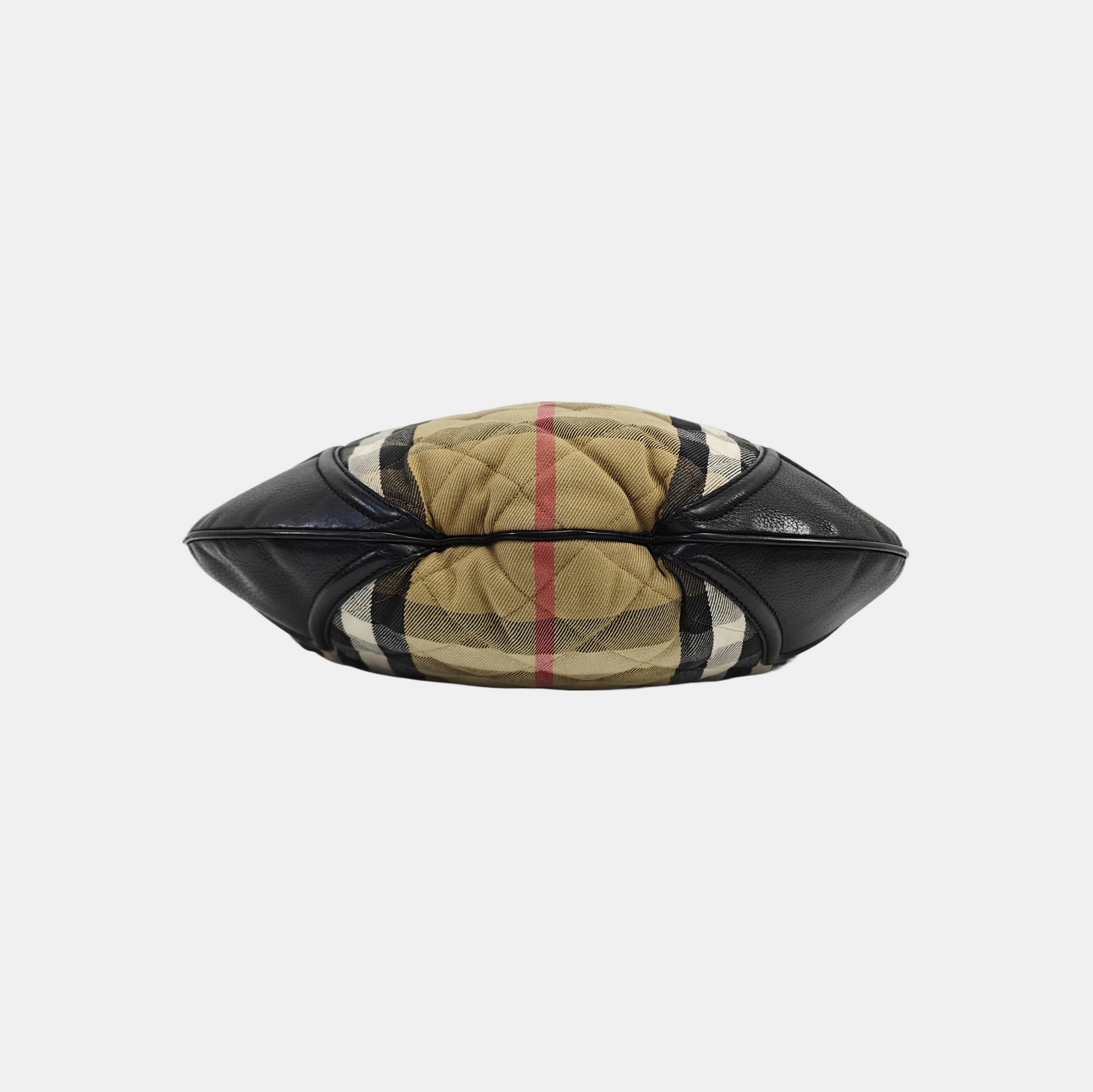Quilted Canvas Top Handle Bag Beige
